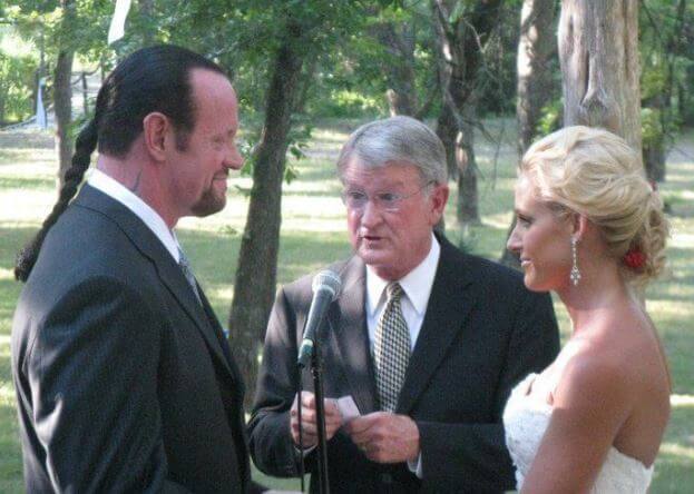 Wedding picture of Jodi Lynn Calaway's ex-husband, The Undertaker, with his third wife, Michelle McCool.